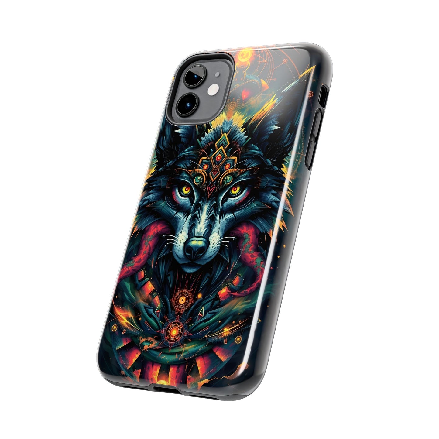 Vibrant Mystical Wolf Art Tough Phone Case - Durable & Unique Design for Animal Lovers - for iPhone