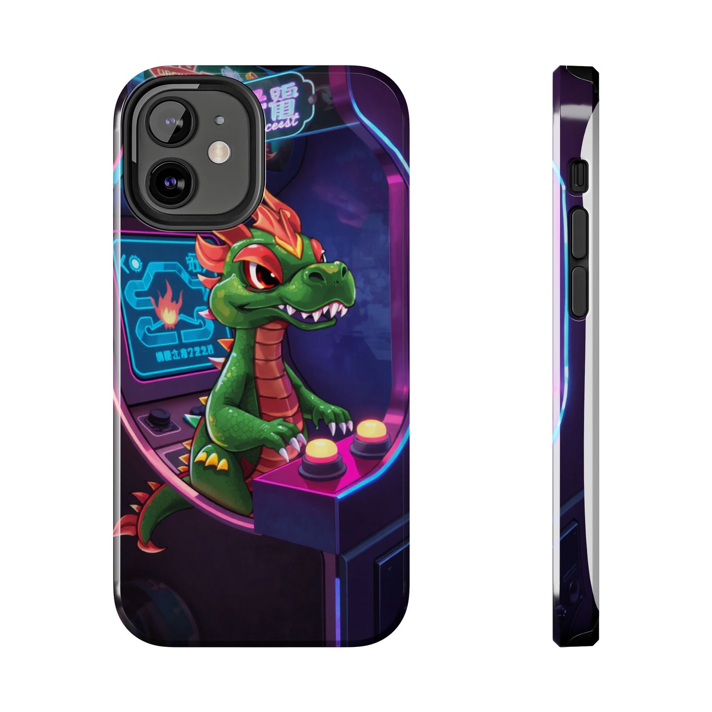 Retro Gamer Tough Phone Case with Dragon Design