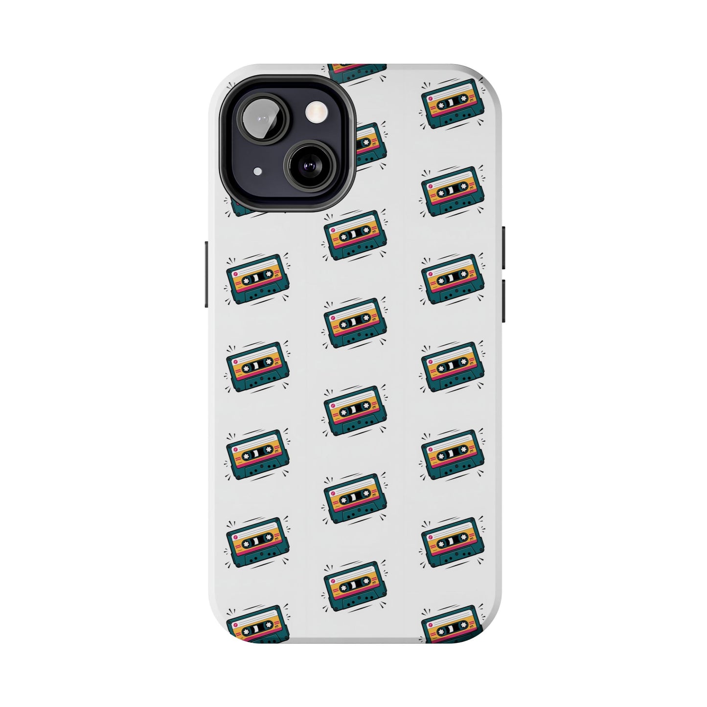 Retro Cassette Tape Phone Case Pattern - White