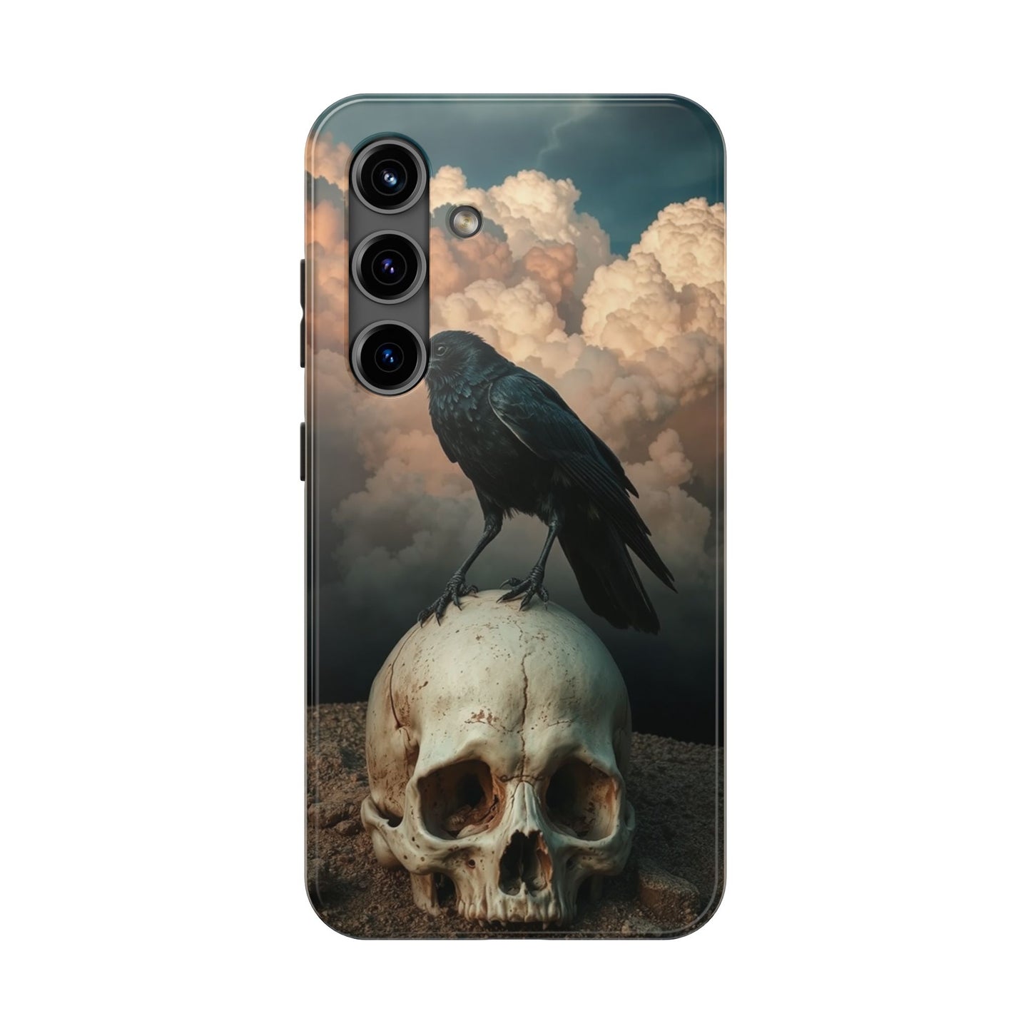 Gothic Raven Skull Tough Phone Case - Unique Protective Cover for Halloween Lovers