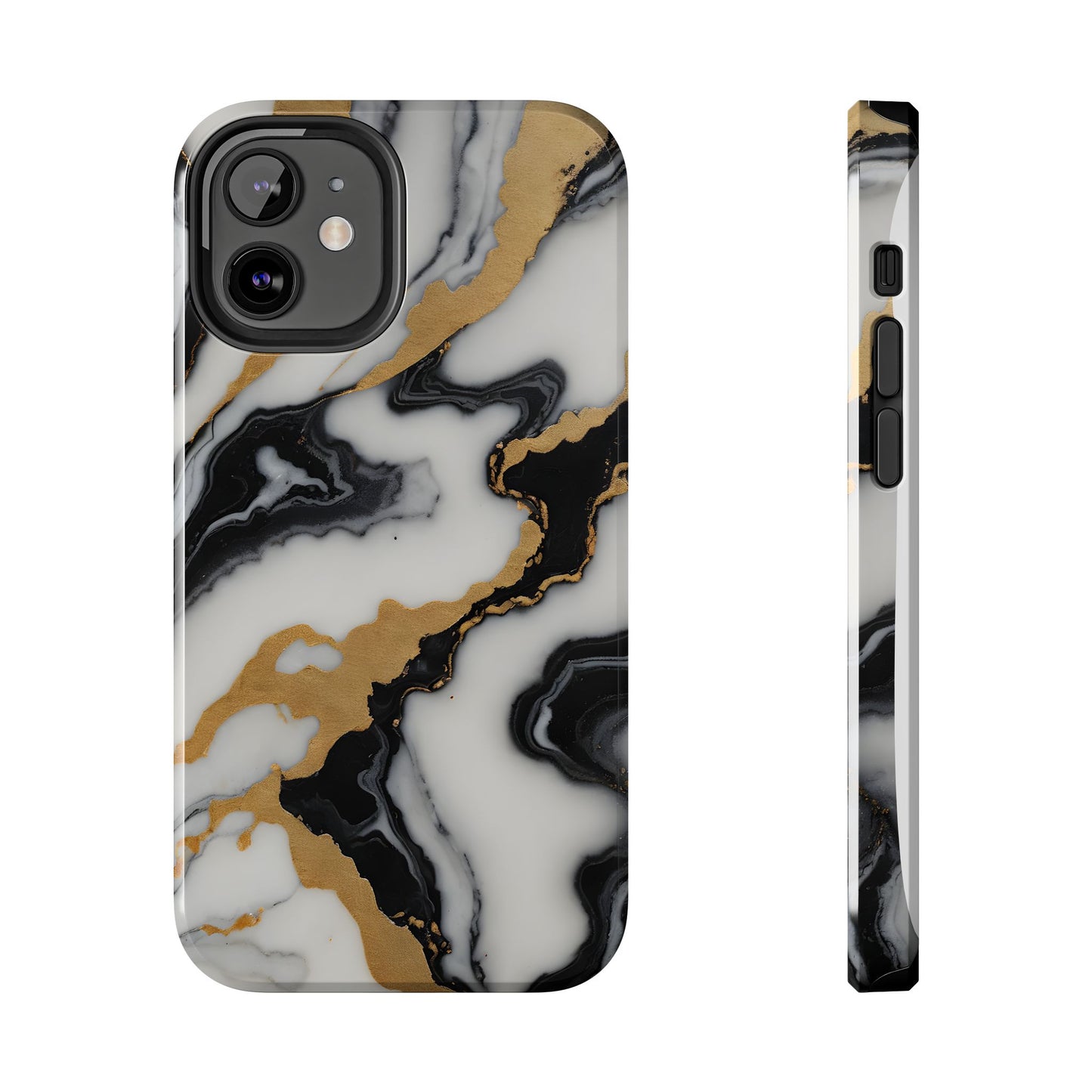 Elegant Gold Marble Tough Phone Case - Stylish Protection for Your iPhone