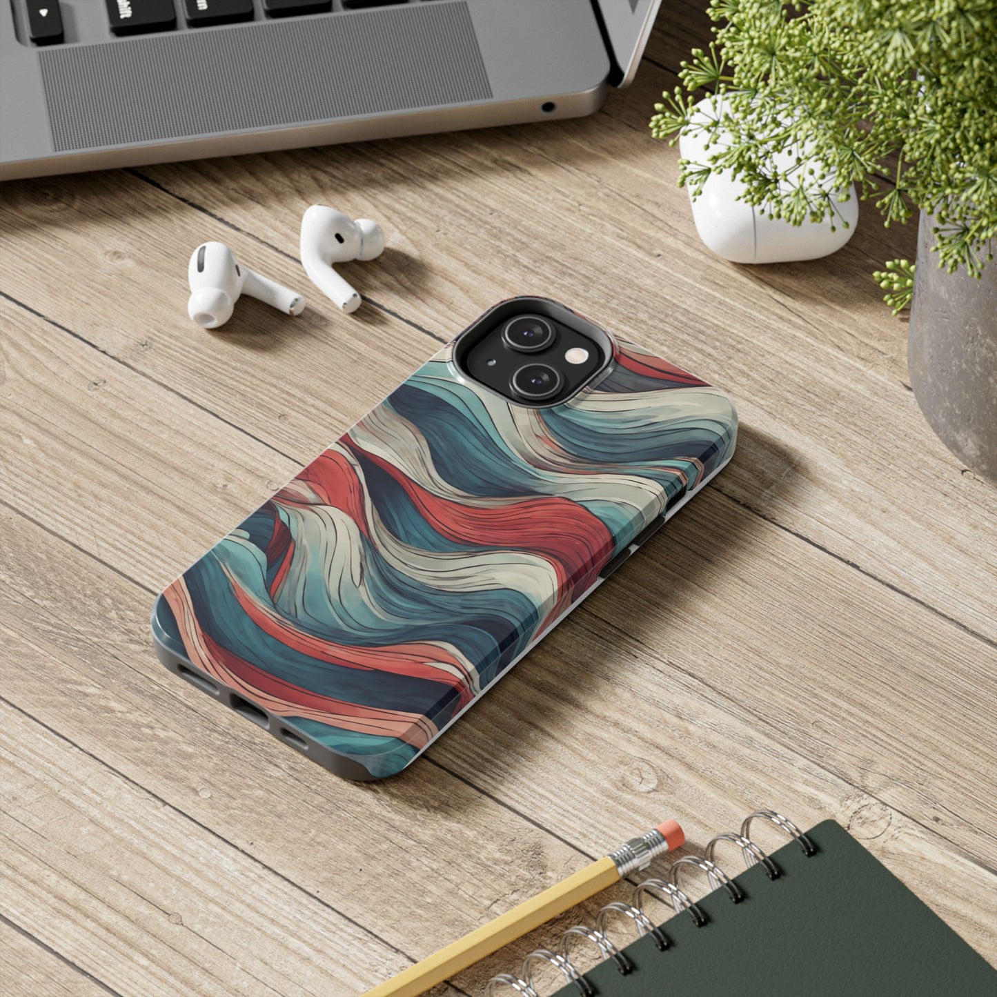 Abstract Waves Tough Phone Case - Stylish & Durable Phone Protection - for iPhone