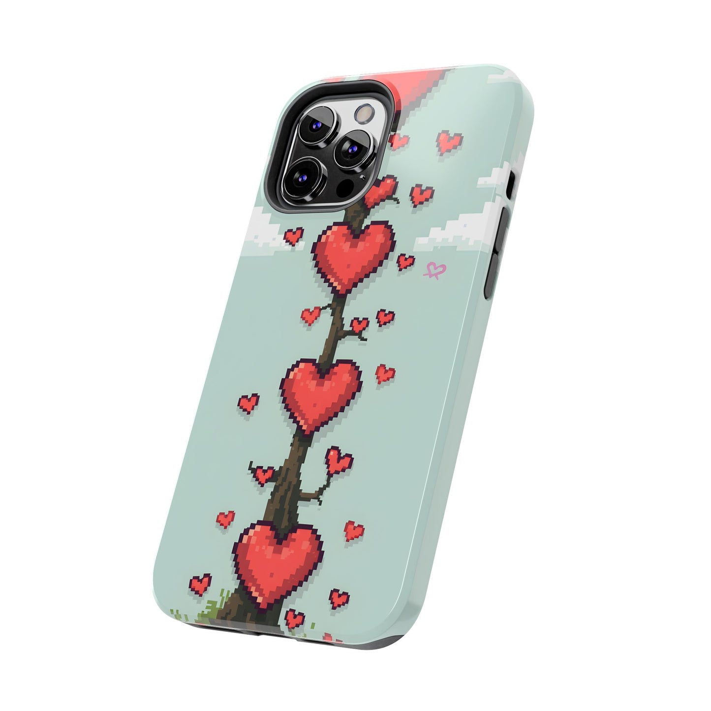 Pixelated Love Hearts Tree | Tough Phone Case - Cute Design - for iPhone