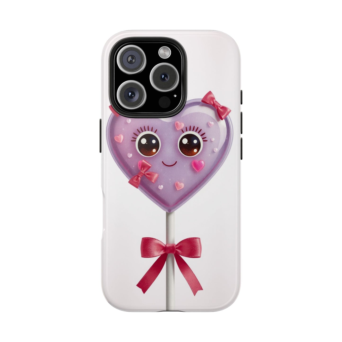 Cute Heart Lollipop Tough Phone Case - Adorable Protection for Candy Lovers