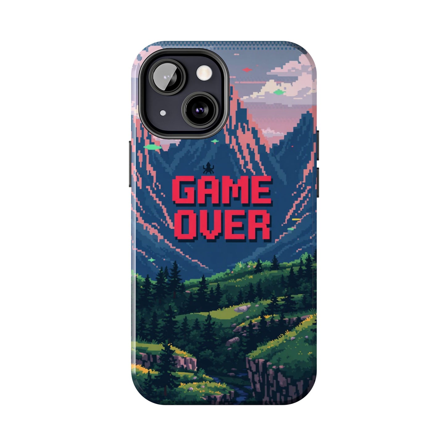 Pixel Art Tough Phone Case - 'Game Over' Design for Gamers