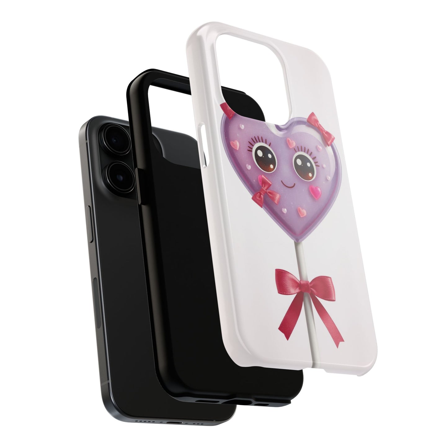 Cute Heart Lollipop Tough Phone Case - Adorable Protection for Candy Lovers