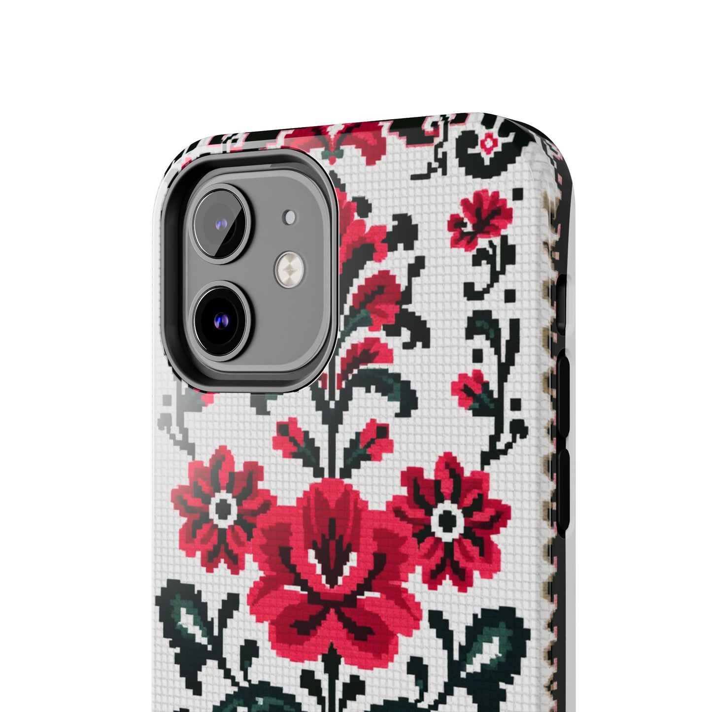 Traditional Floral Knit Tough Phone Cases - Durable Protection with Vintage Style - for iPhone