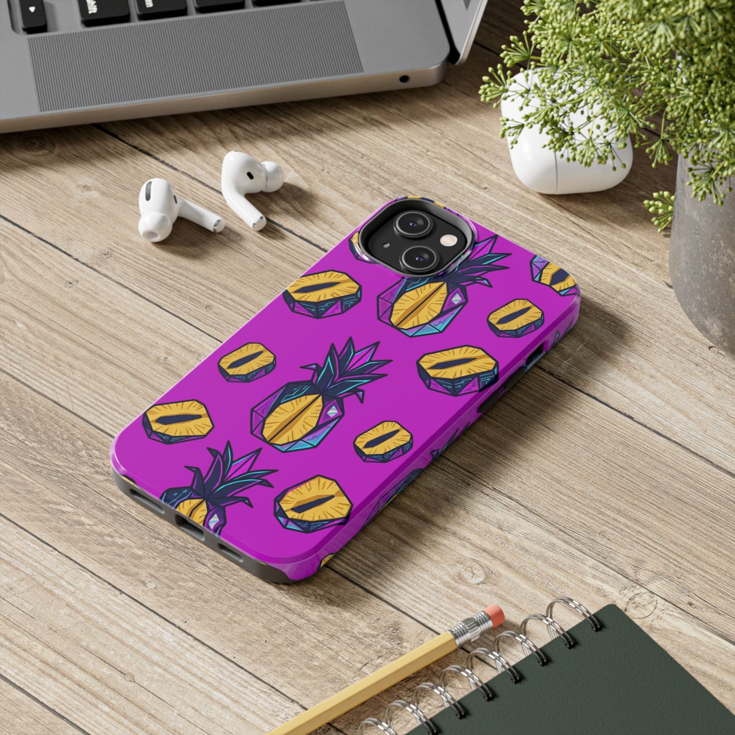 Cyberpunk Origami Pineapple iPhone Case
