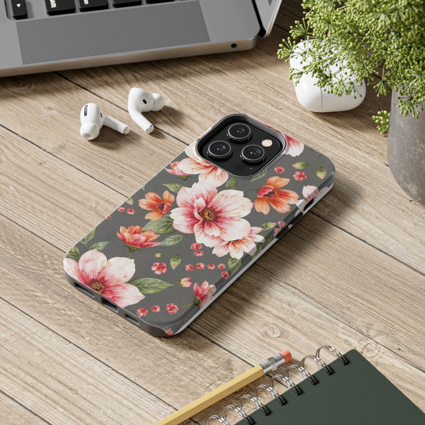 Floral Pink Tough Phone Case - Stylish & Durable Floral Design - for iPhone