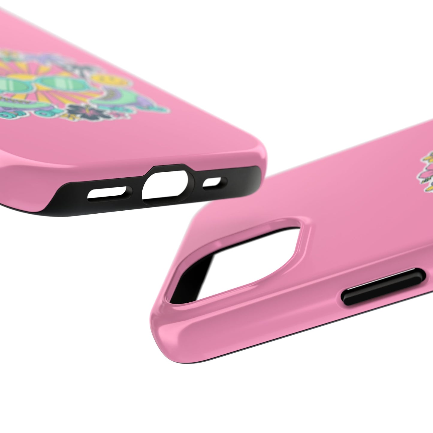 Retro Summer Phone Case — Y2K Palm Trees, Roller Skates & Smiley Collage