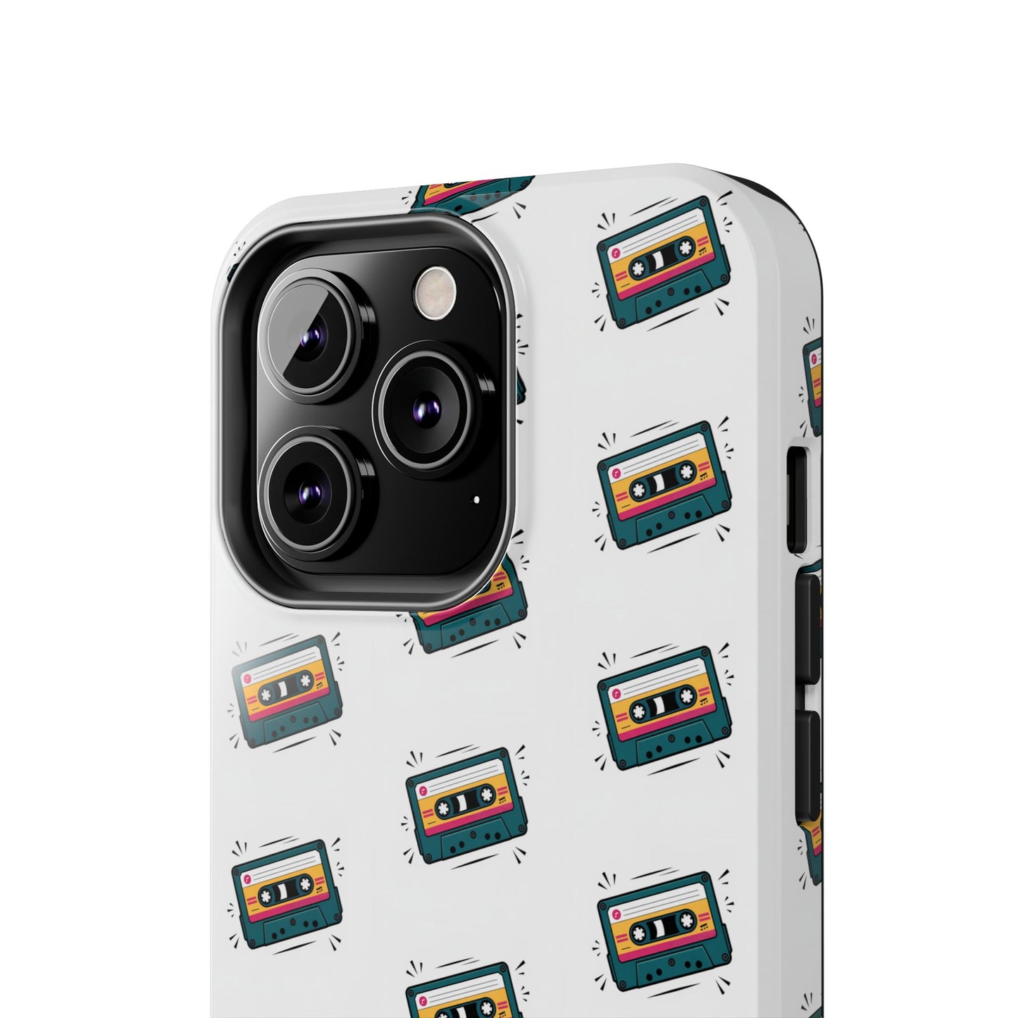 Retro Cassette Tape Phone Case Pattern - White
