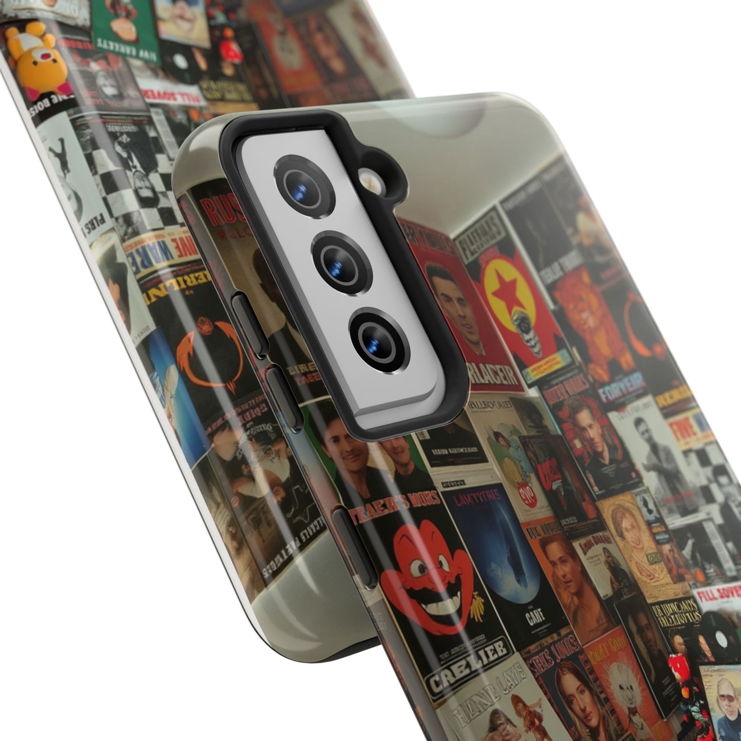Retro Vibe Tough Phone Case - Vintage Movie Posters & Plush Toys Design