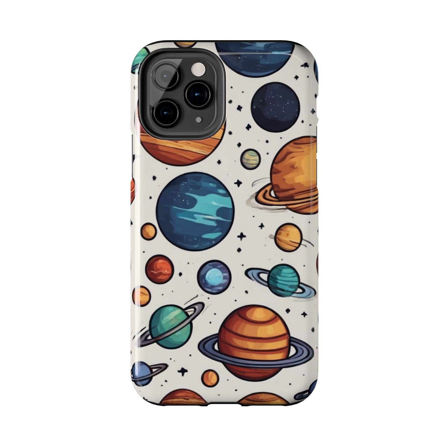 Cosmic Galaxy Tough Phone Case - Planetary Cartoon Design - for iPhone