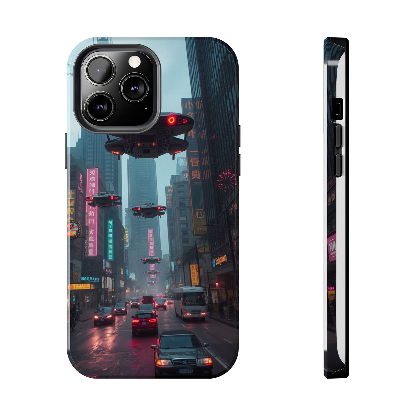 Futuristic City Tough Phone Case - Sci-Fi Design for Urban Explorers