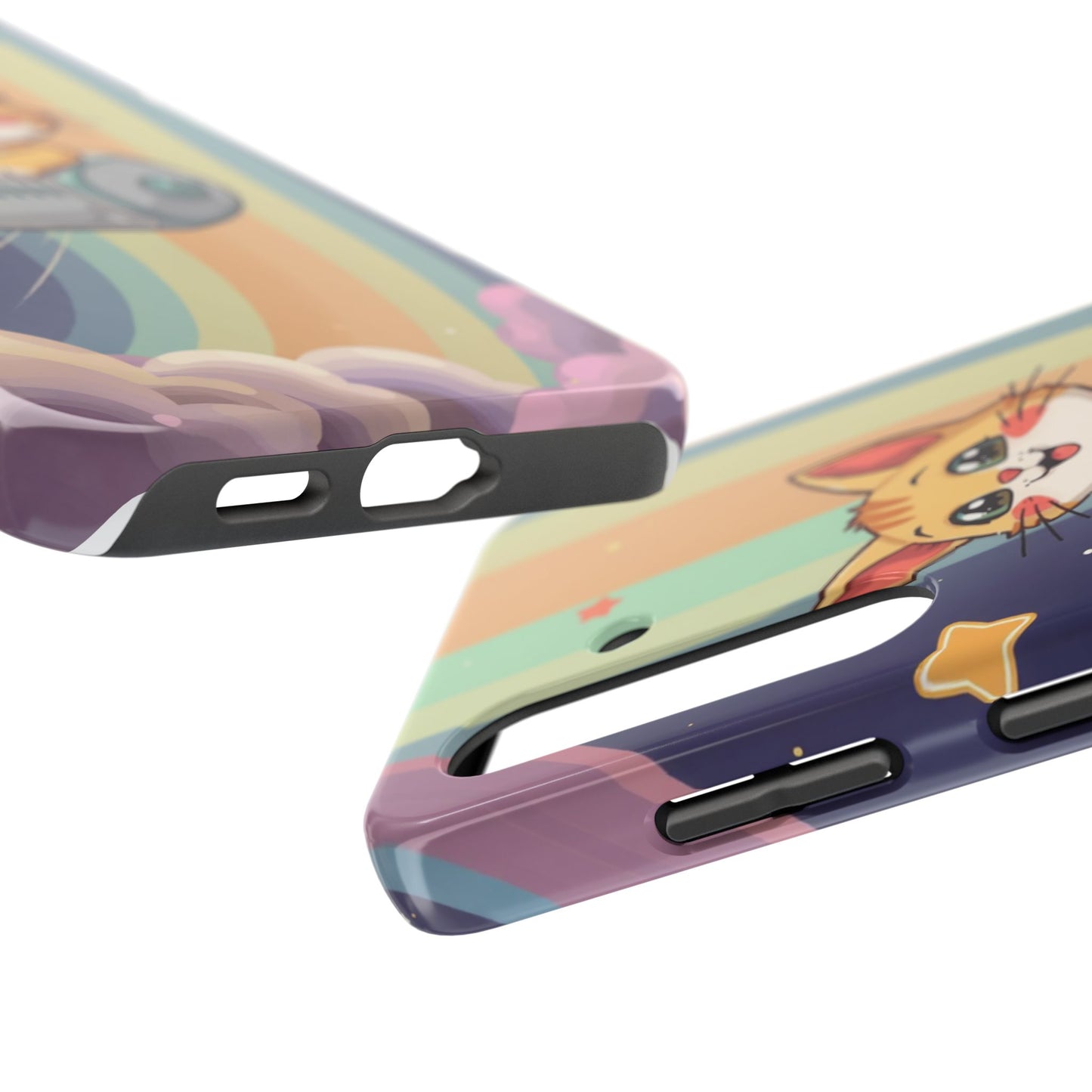 Cute Cat Rocket Phone Case - Vibrant and Playful Tough Case