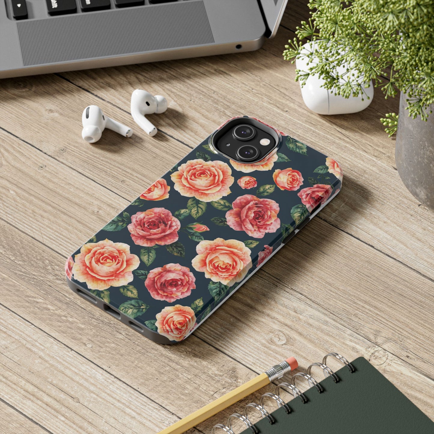Floral Tough Phone Cases - Durable & Stylish New Age Rose Design - for iPhone