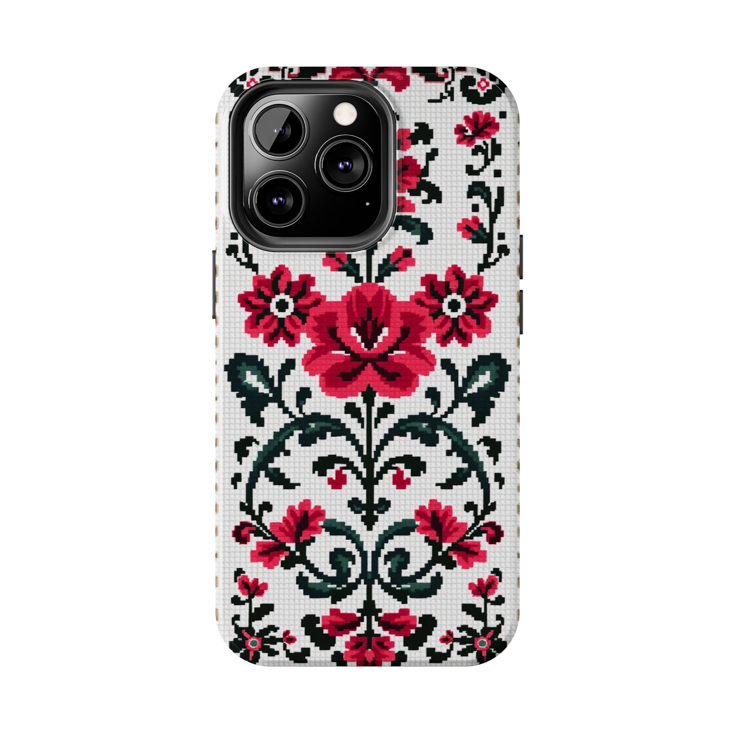 Traditional Floral Knit Tough Phone Cases - Durable Protection with Vintage Style - for iPhone