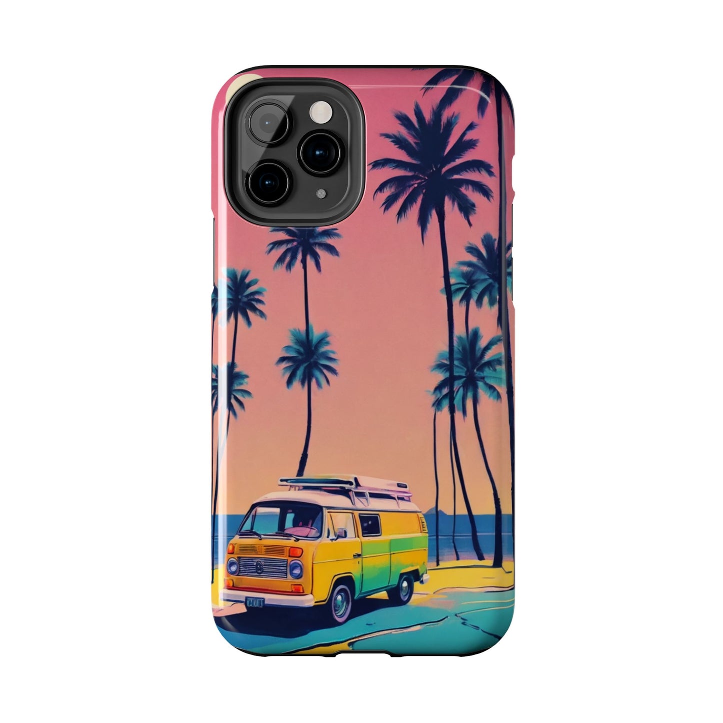Tropical Beach Vibe Tough Phone Case - Vintage Van Design - for iPhone
