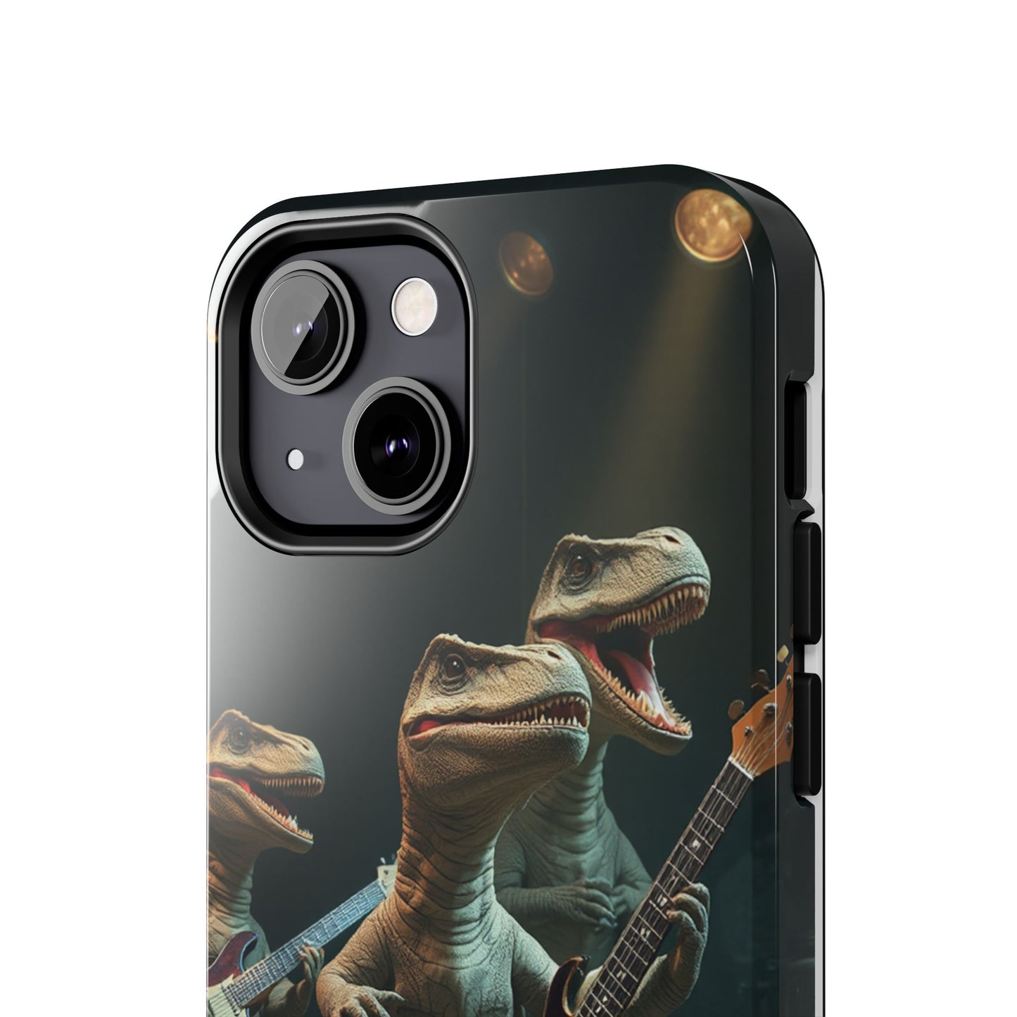 Rockin' Dinosaur Tough Phone Cases - Perfect for Music Lovers and Kids!