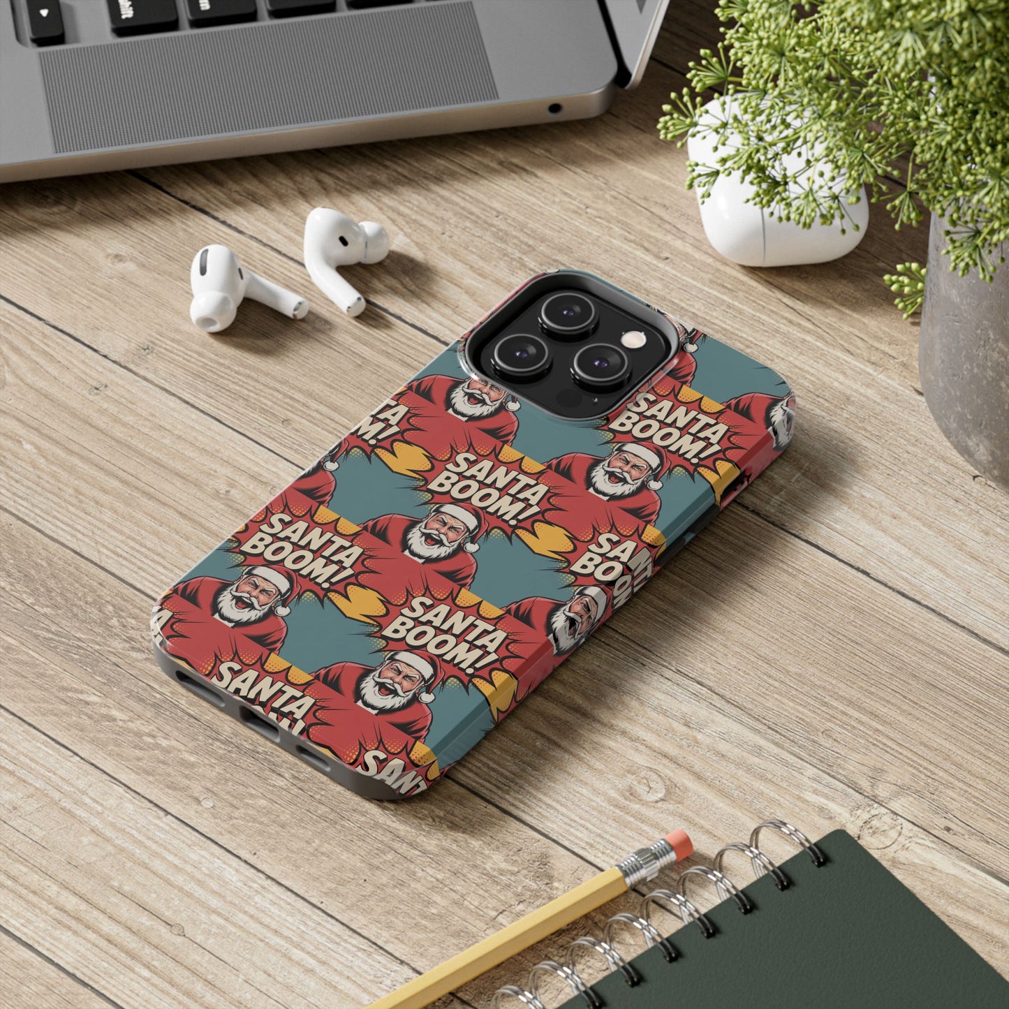 Festive Santa Boom Pattern Tough Phone Case