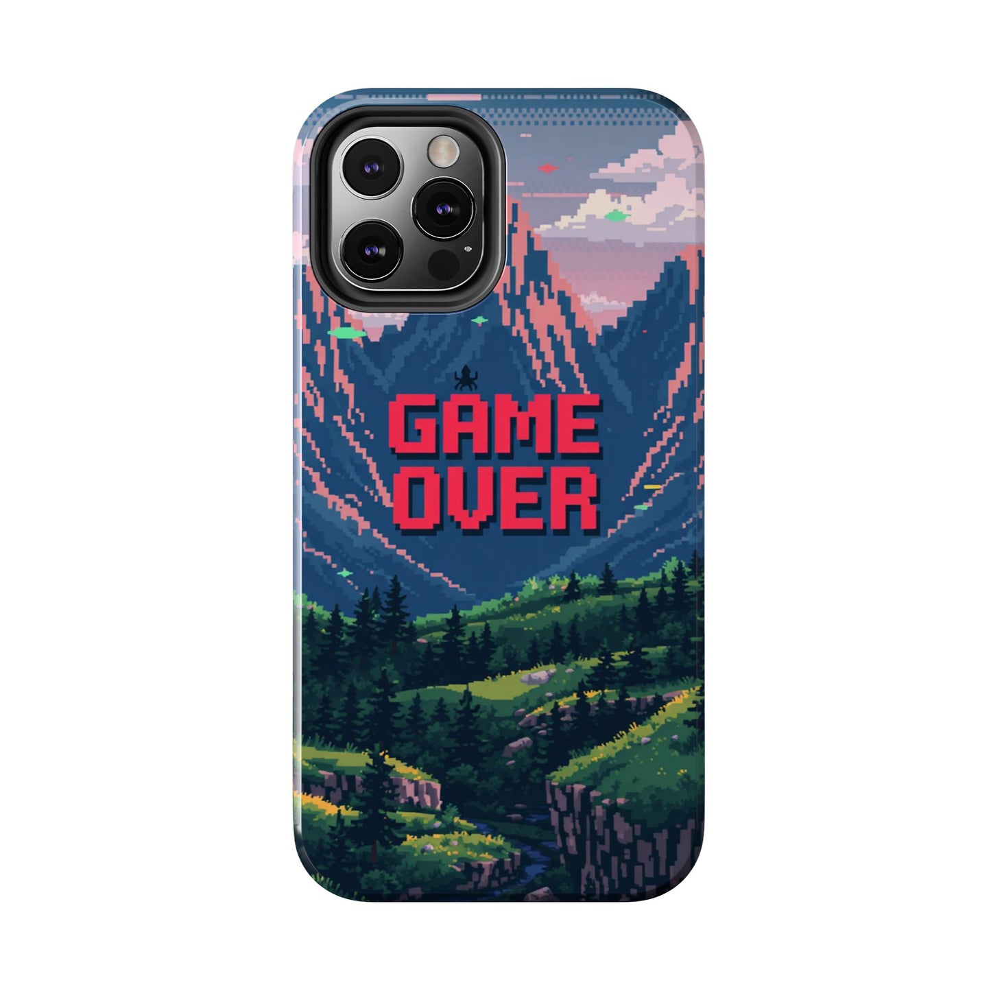 Pixel Art Tough Phone Case - 'Game Over' Design for Gamers