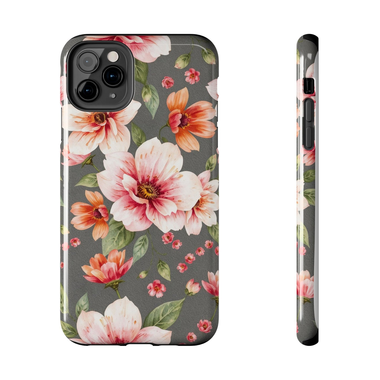 Floral Pink Tough Phone Case - Stylish & Durable Floral Design - for iPhone