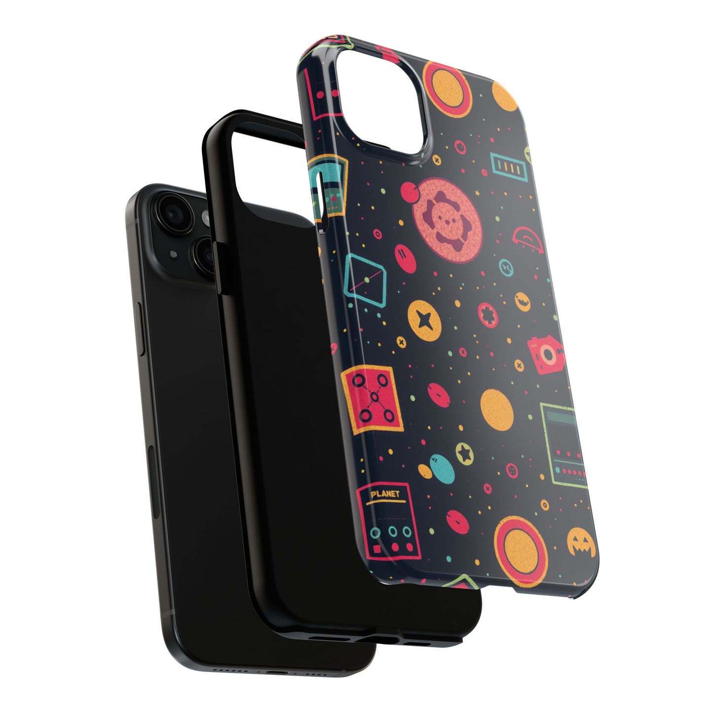Colorful Space-Themed Tough Phone Case - Fun & Durable Protection for All Ages - for iPhone