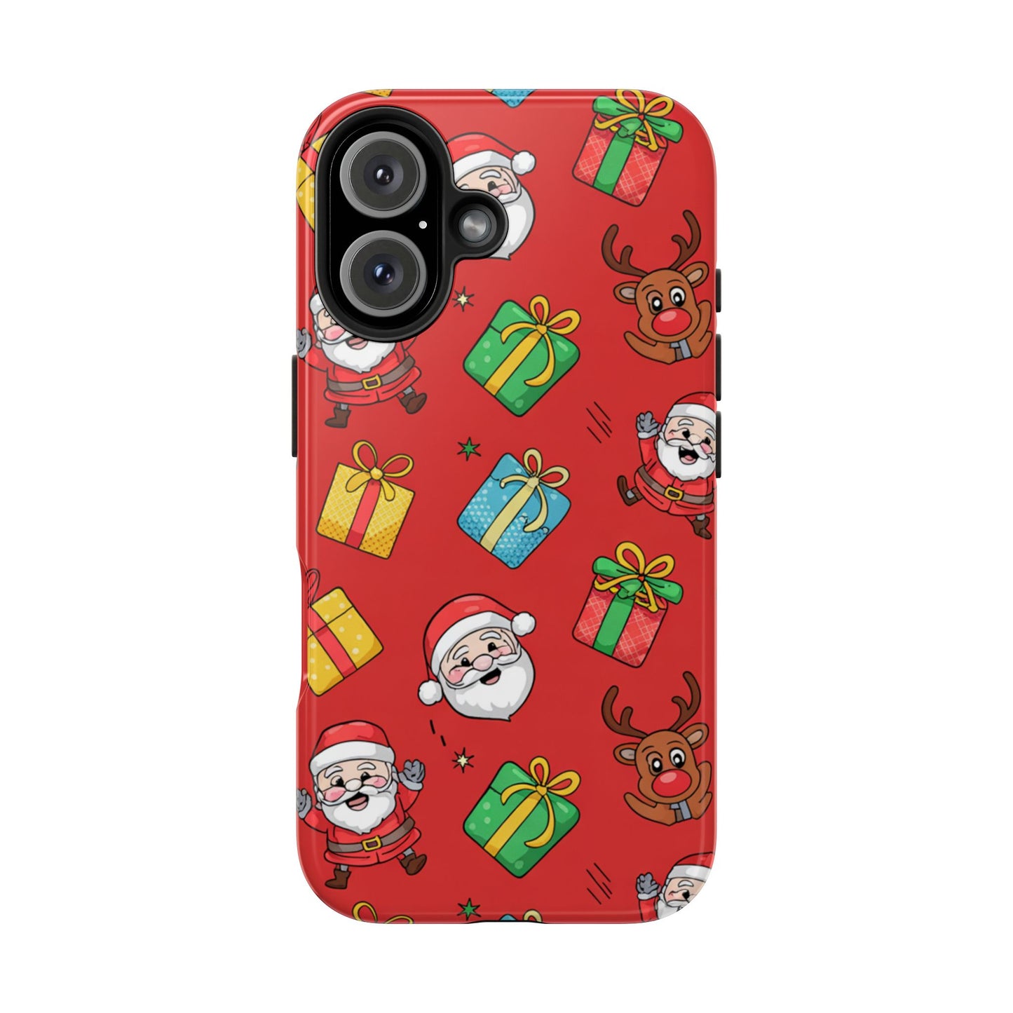 Festive Santa and Reindeer Tough Phone Case - Christmas Holiday Design