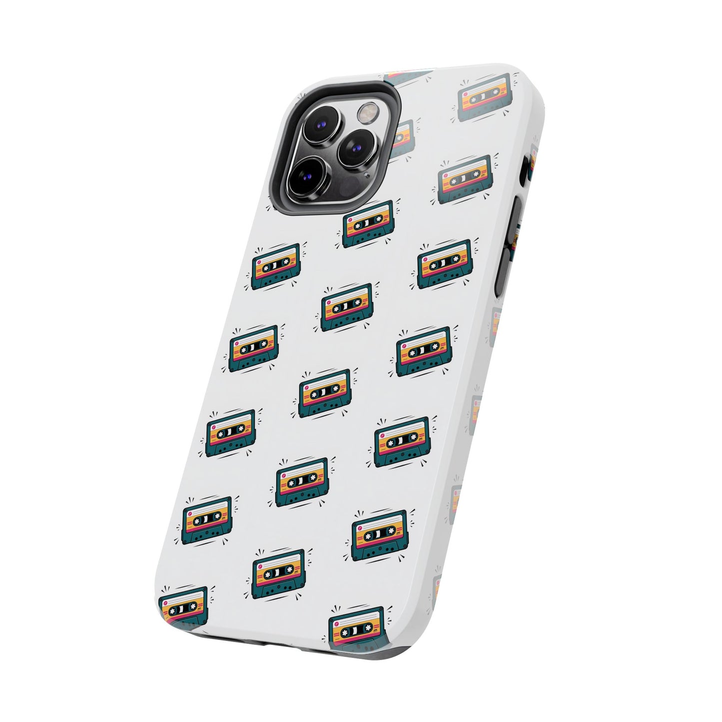 Retro Cassette Tape Phone Case Pattern - White