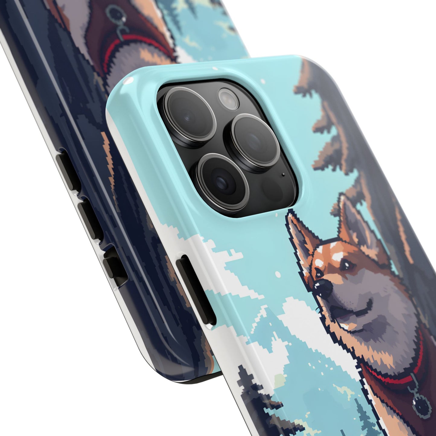 Retro Dog Adventure Tough Phone Case - Pixel Art Shiba Inu Design - for iPhone