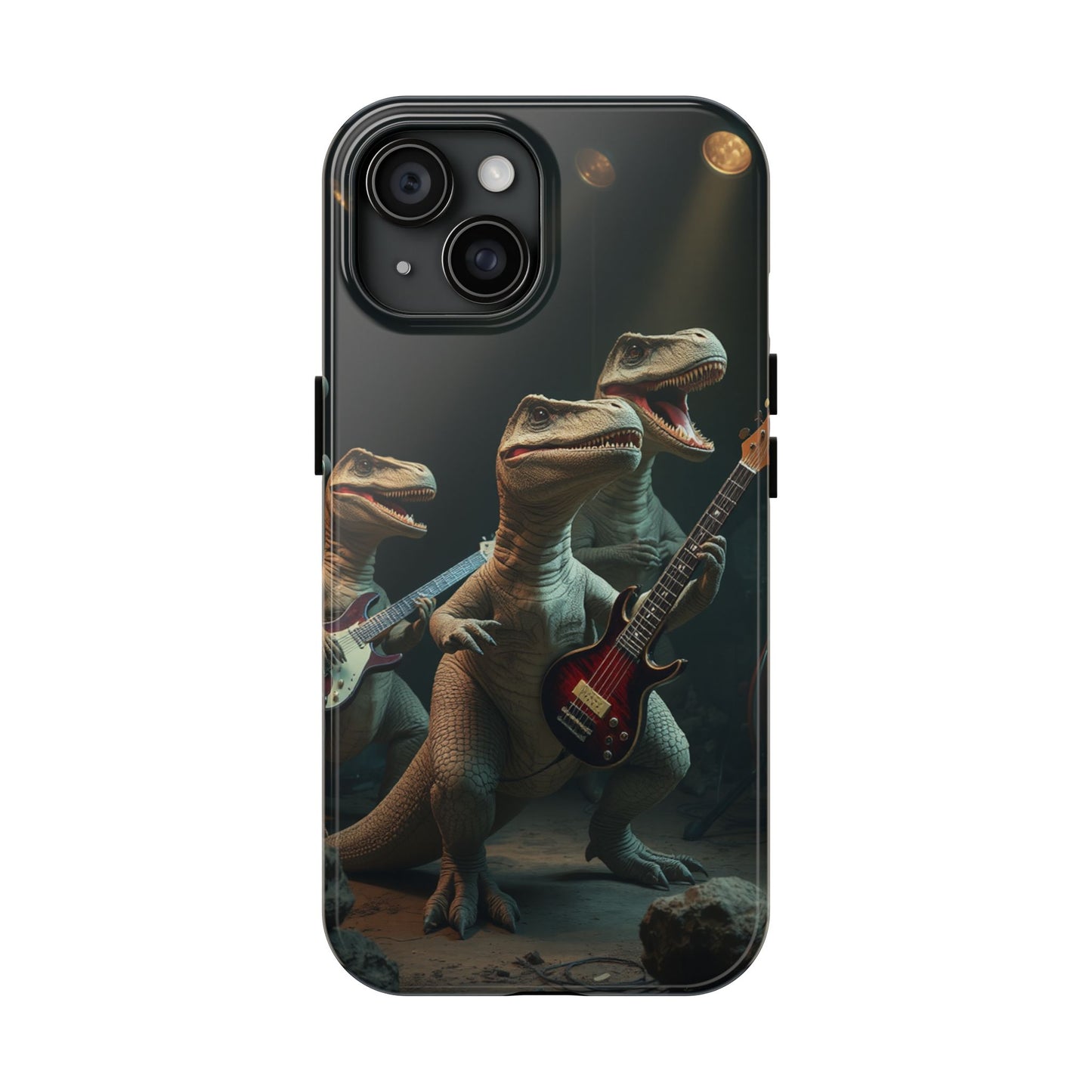 Rockin' Dinosaur Tough Phone Cases - Perfect for Music Lovers and Kids!