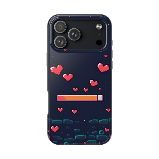 Pixel Heart Tough Phone Case - Retro Gamer Style for Valentine's Day