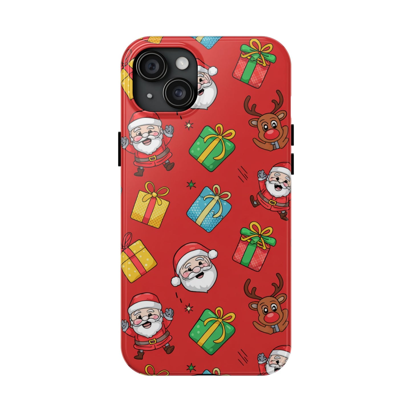 Festive Santa and Reindeer Tough Phone Case - Christmas Holiday Design