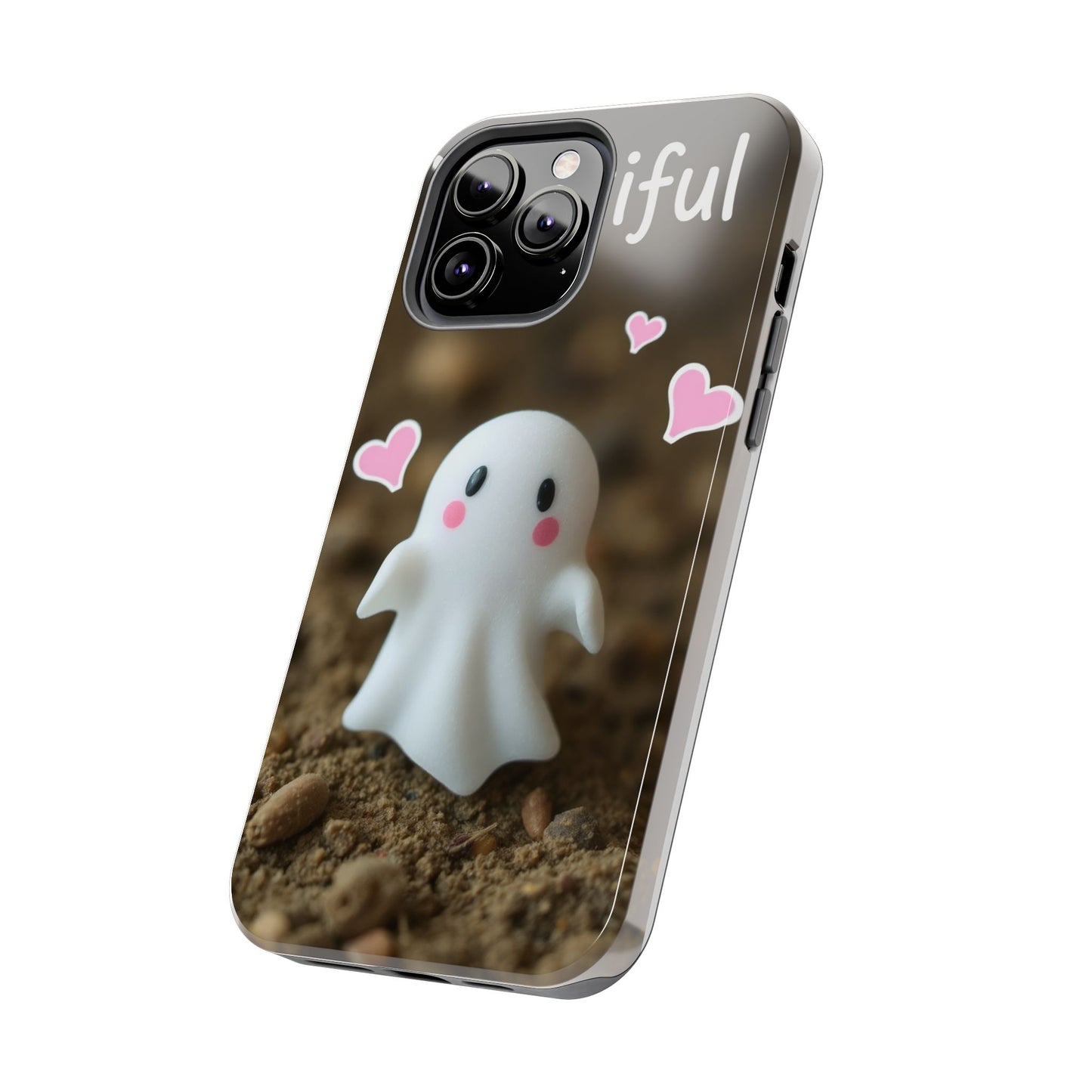 Cute Ghost Tough Phone Case - Beautiful Design with Heart Accents