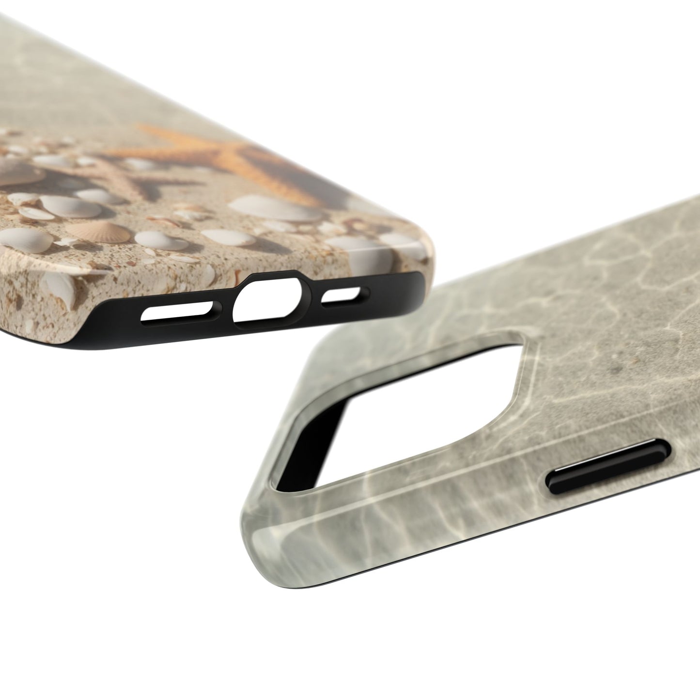 Beach-Inspired Tough Phone Case with Starfish and Seashell Design