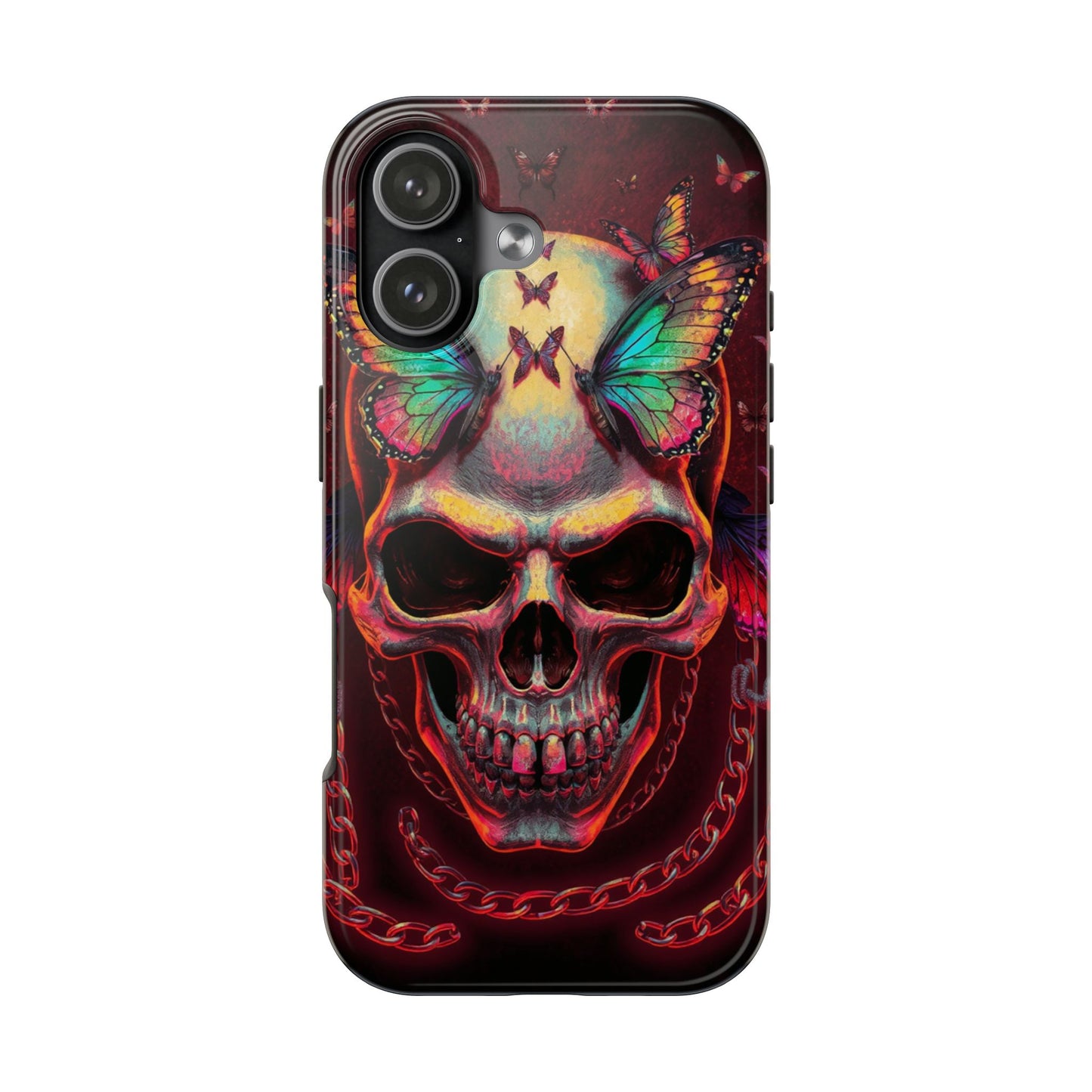 Gothic Skull Phone Case with Butterflies - Durable Tough Phone Case