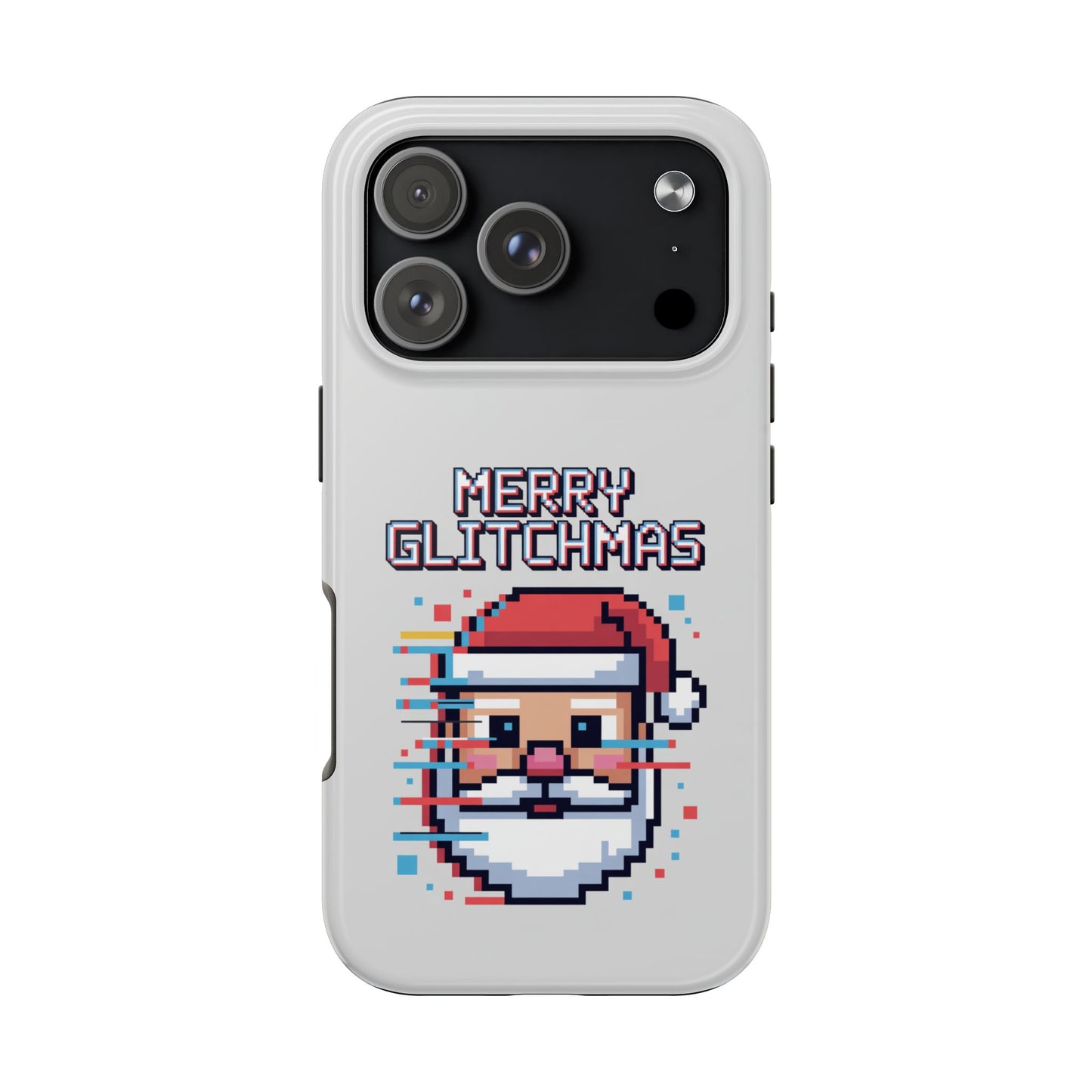 Merry Glitchmas Phone Case - Christmas Pixel Art Design for iPhone
