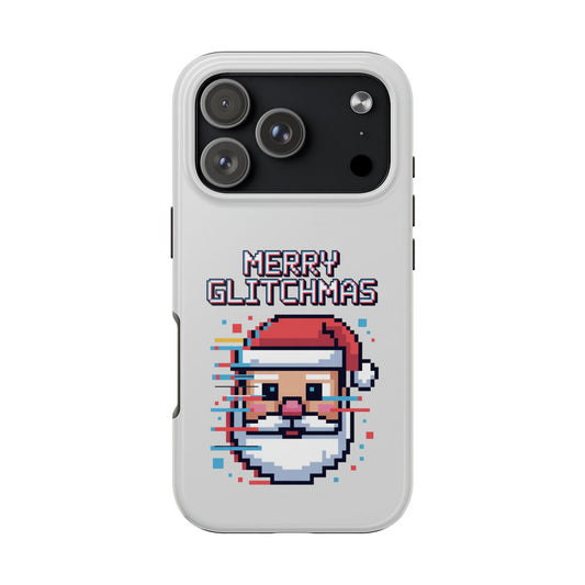Merry Glitchmas Phone Case - Christmas Pixel Art Design for iPhone