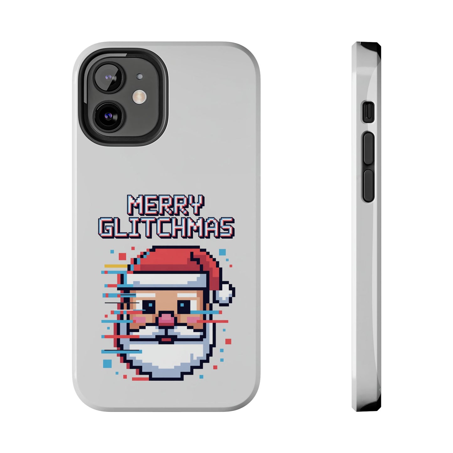 Merry Glitchmas Phone Case - Christmas Pixel Art Design for iPhone
