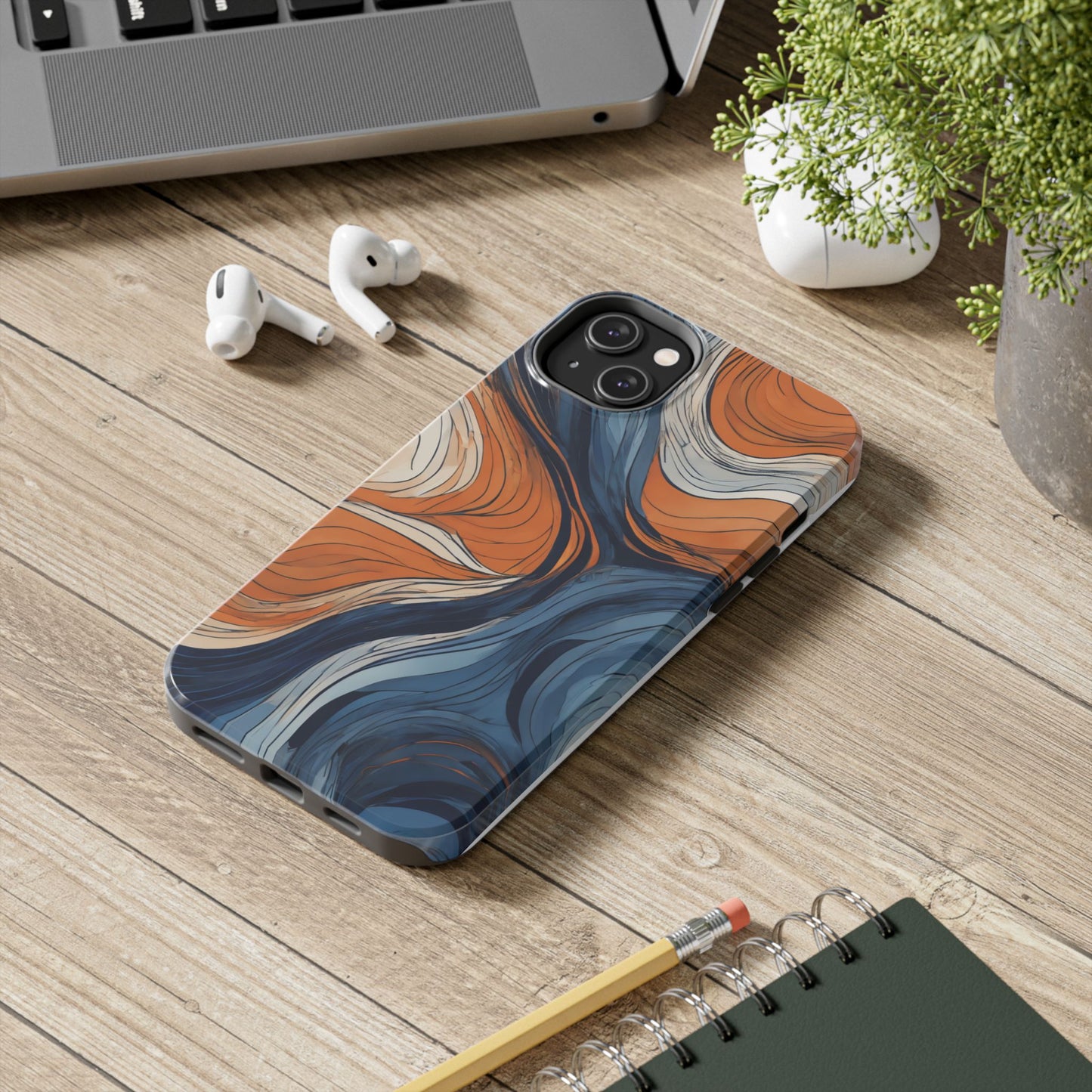 Artistic Tough Phone Case - Vibrant Abstract  Waves Design - for iPhone
