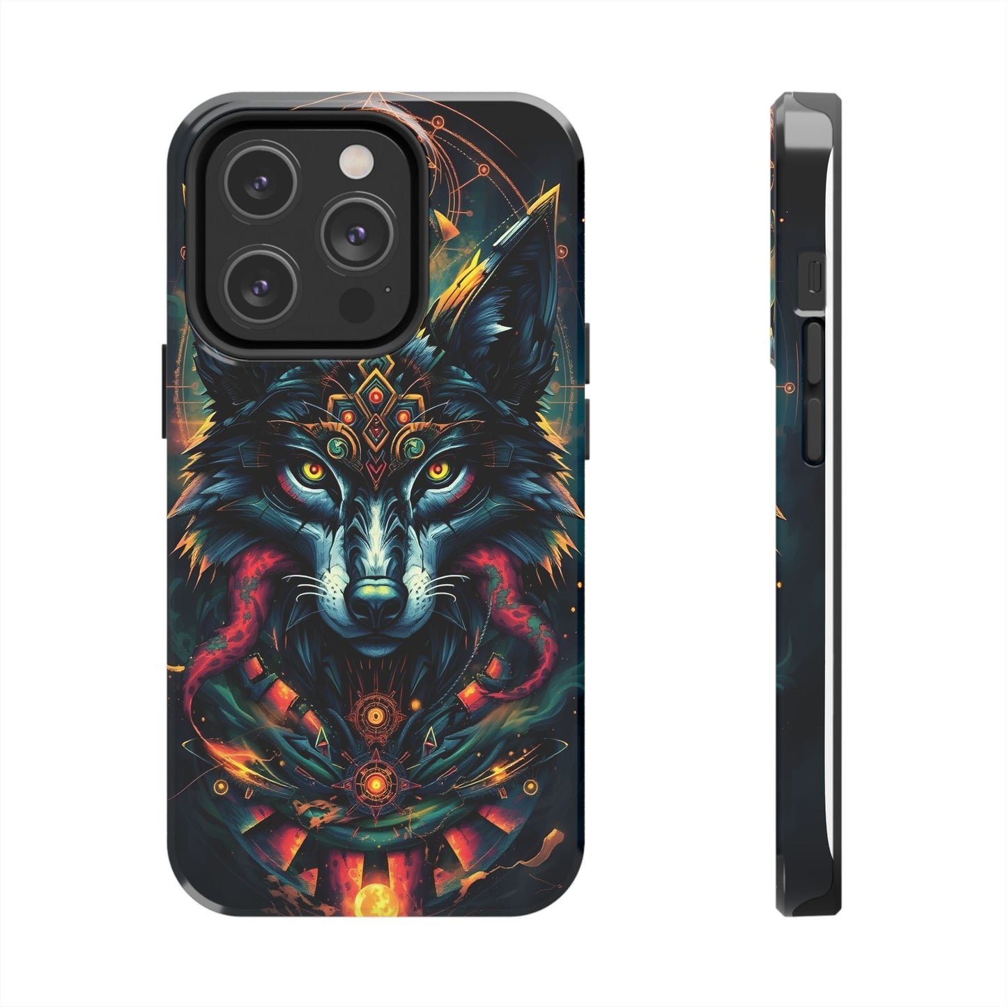 Vibrant Mystical Wolf Art Tough Phone Case - Durable & Unique Design for Animal Lovers - for iPhone