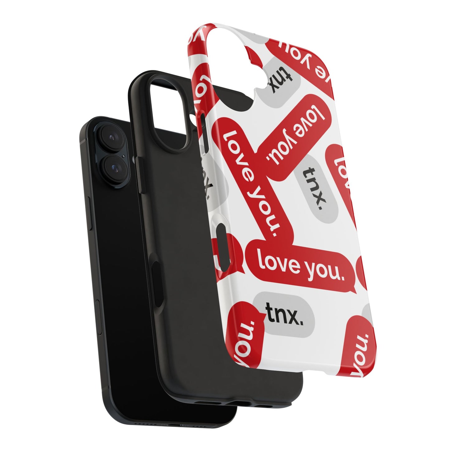 Love You&Tnx Tough Phone Case - Stylish and Protective for iPhone