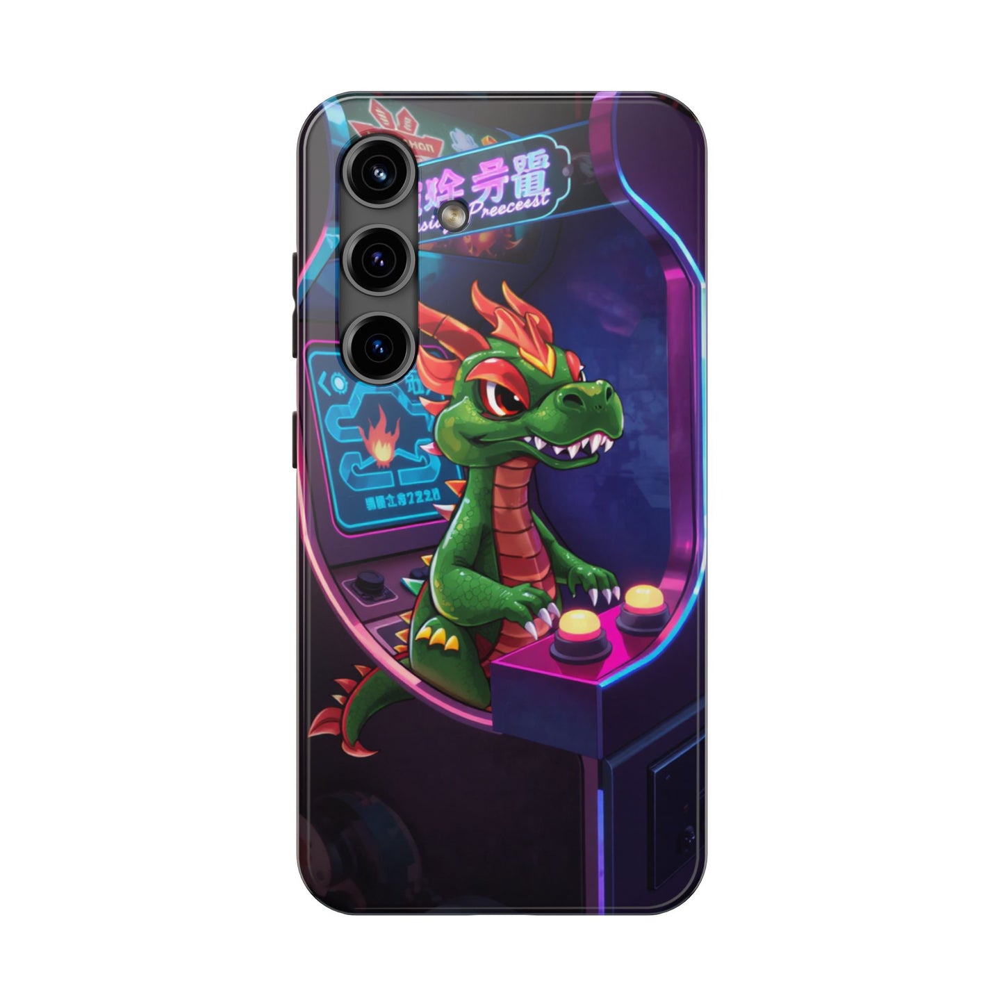 Retro Gamer Tough Phone Case with Dragon Design