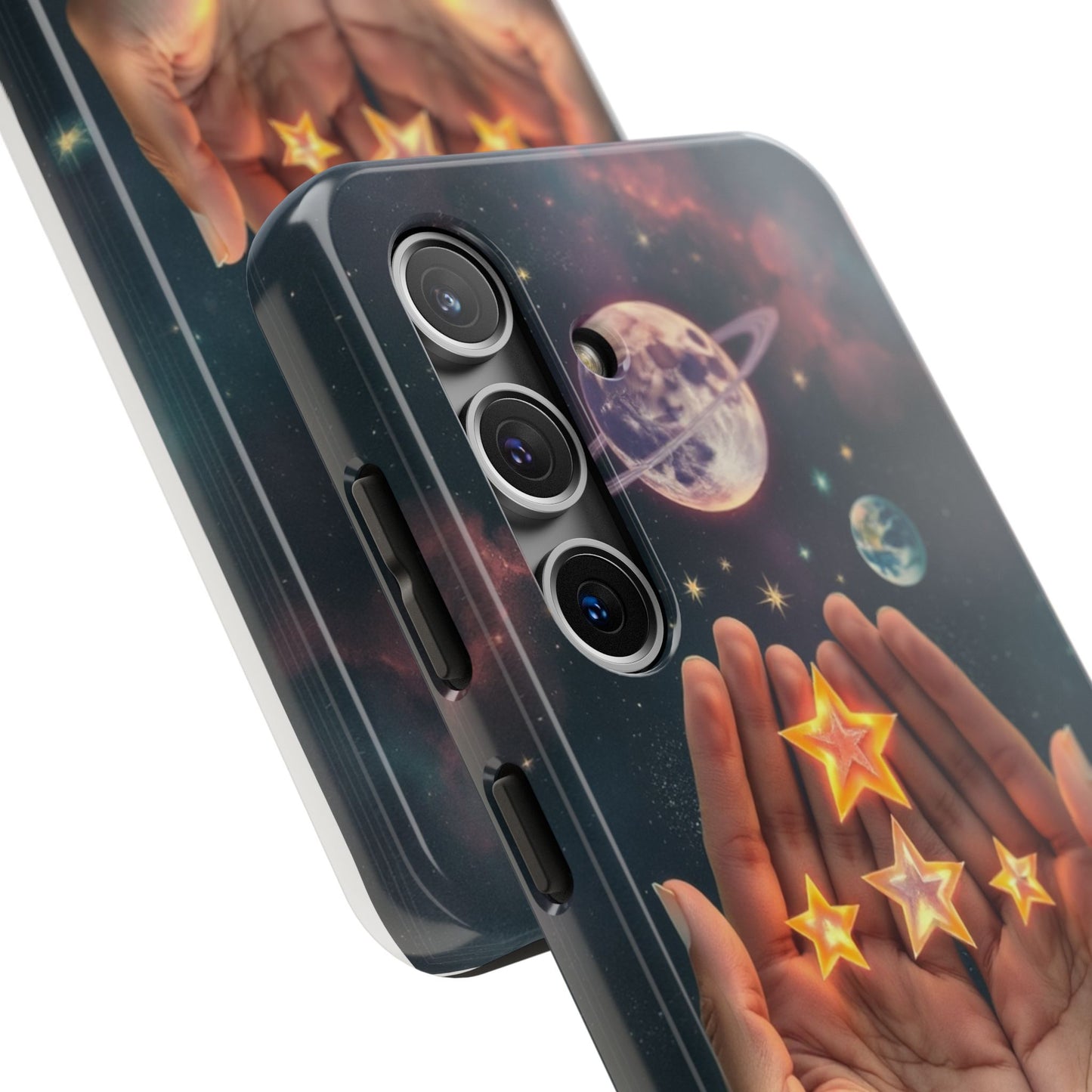 Galaxy Hands Tough Phone Case - Celestial Design for Star Lovers