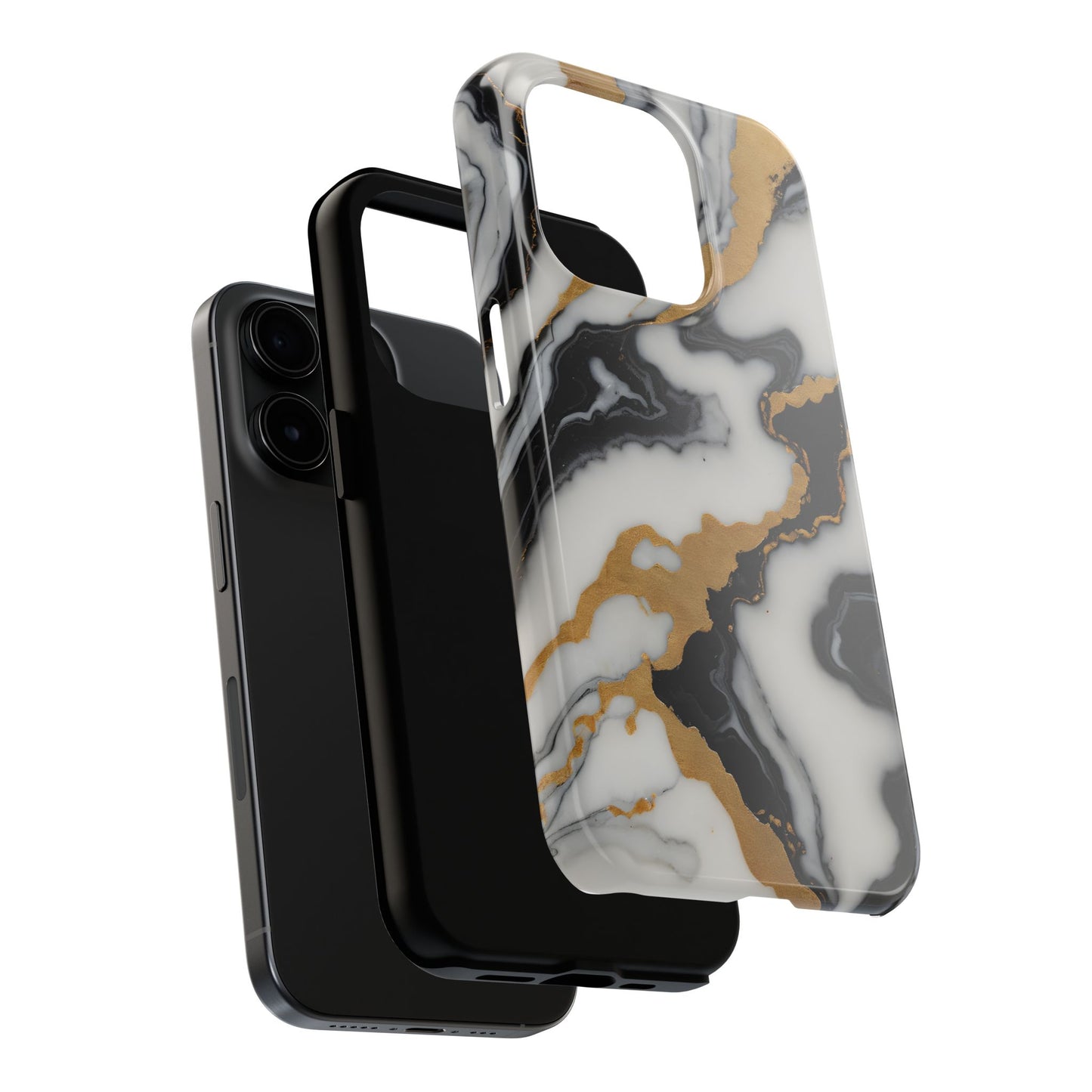 Elegant Gold Marble Tough Phone Case - Stylish Protection for Your iPhone