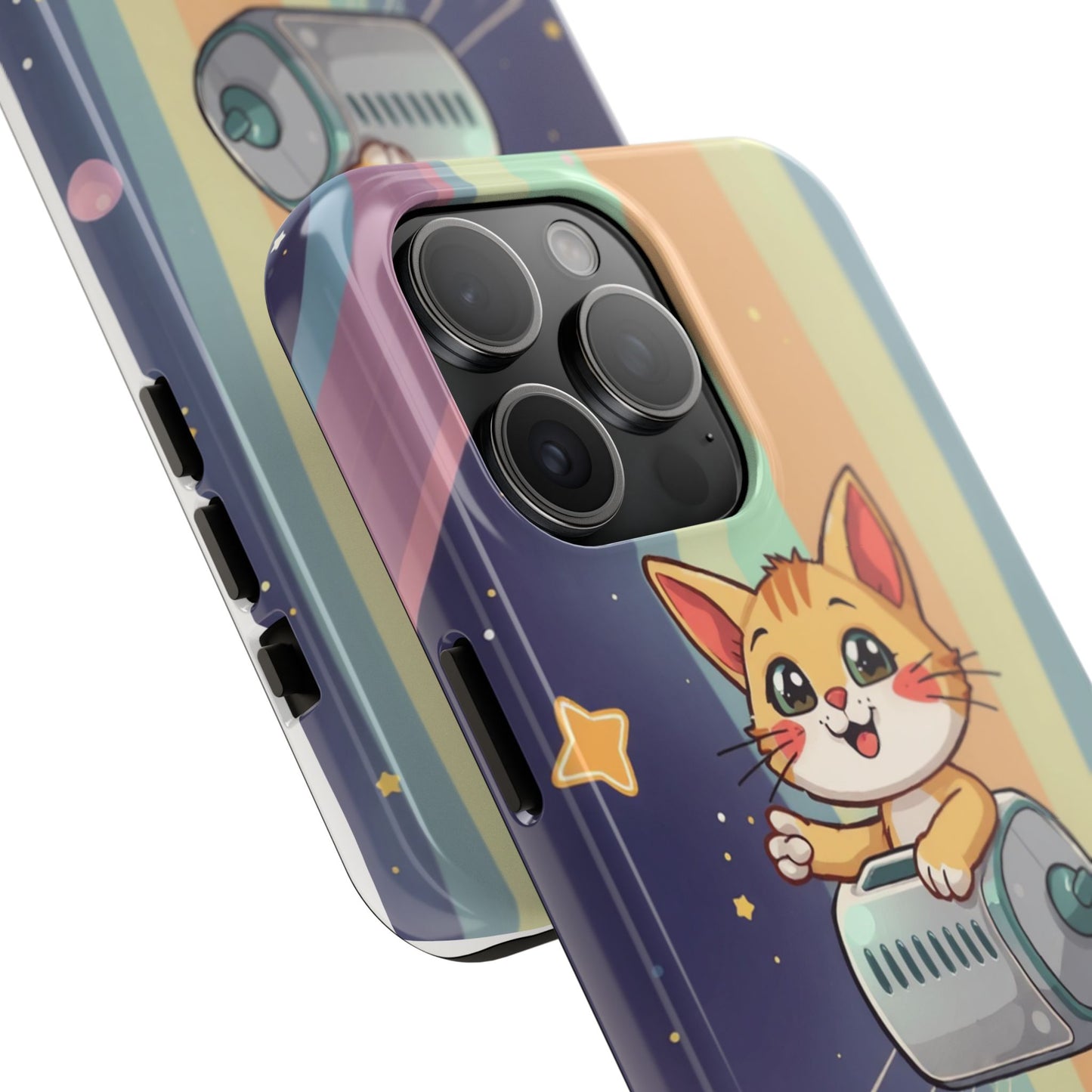 Cute Cat Rocket Phone Case - Vibrant and Playful Tough Case