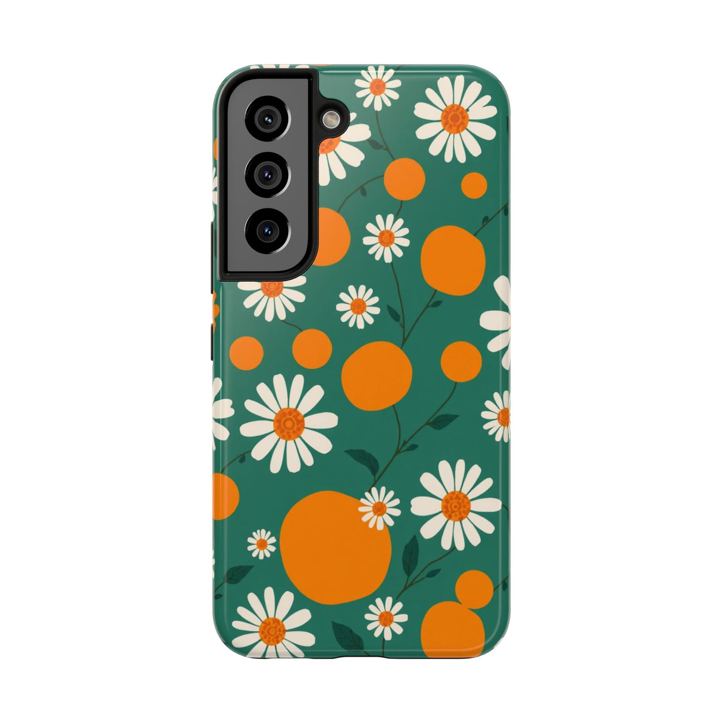 Floral Tough Phone Case - Daisy & Orange Design