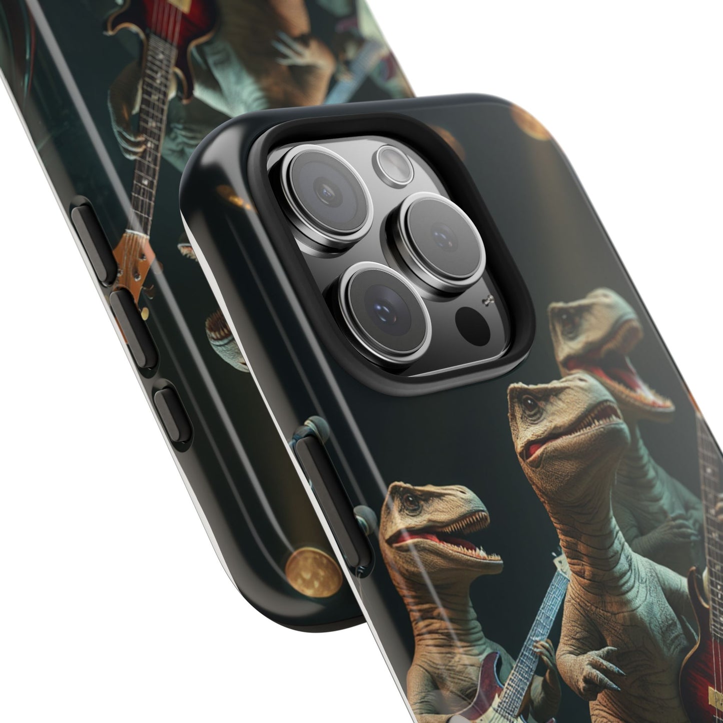 Rockin' Dinosaur Tough Phone Cases - Perfect for Music Lovers and Kids!
