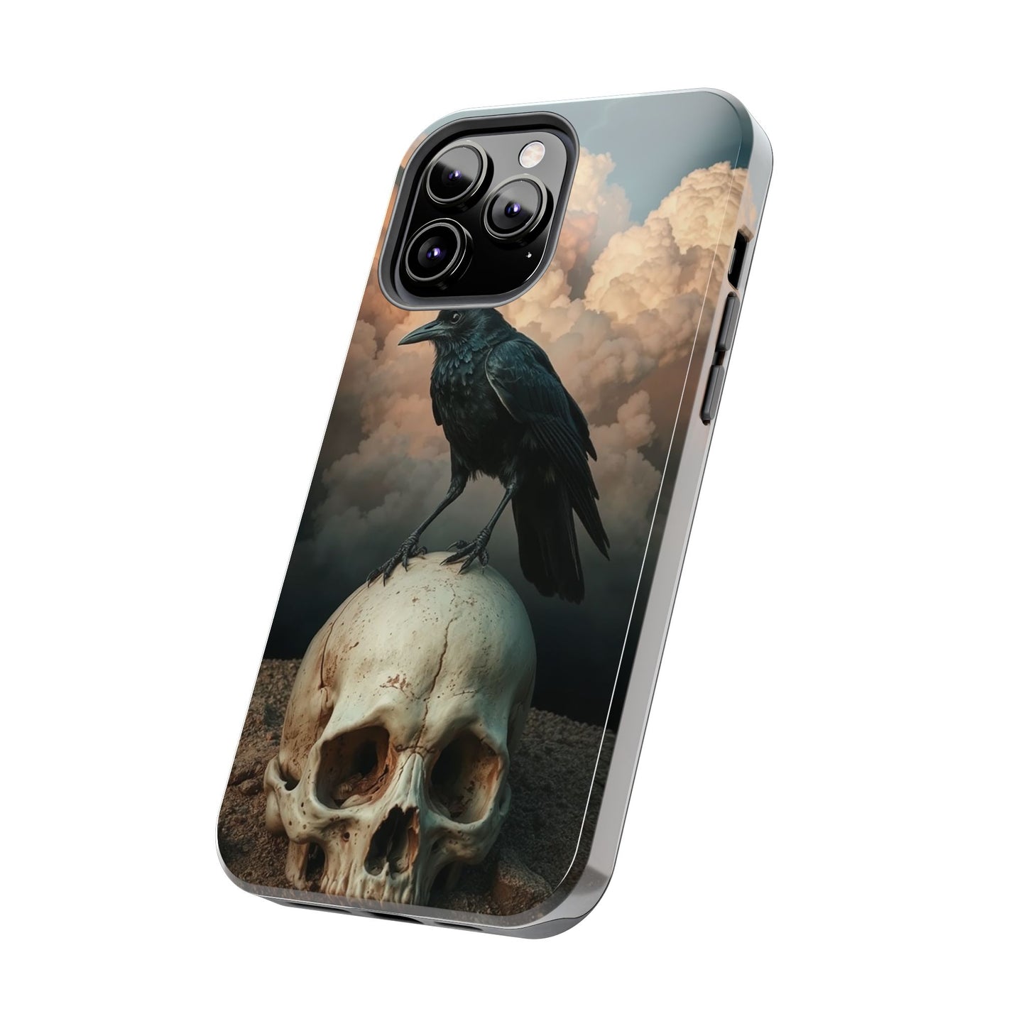 Gothic Raven Skull Tough Phone Case - Unique Protective Cover for Halloween Lovers