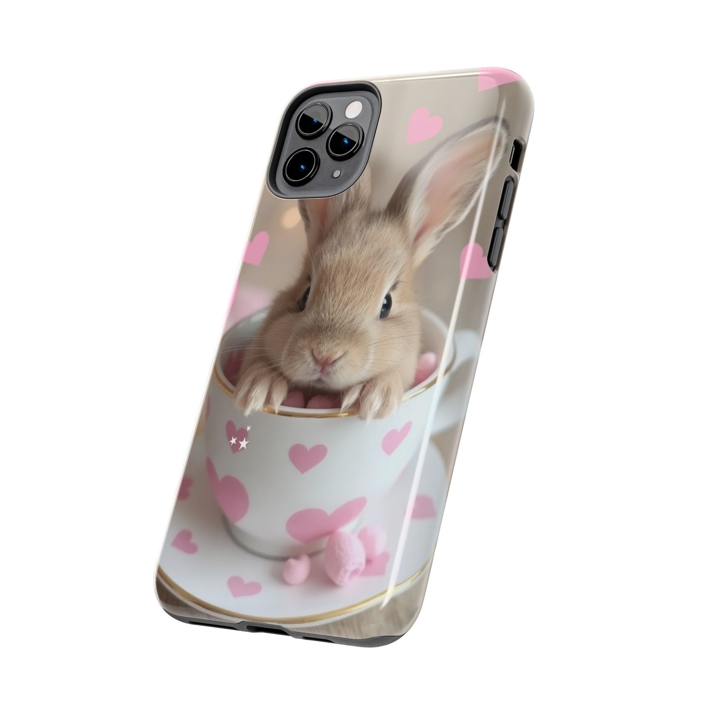 Adorable Bunny Phone Case with Heart Design - Cute Gift for Animal Lovers